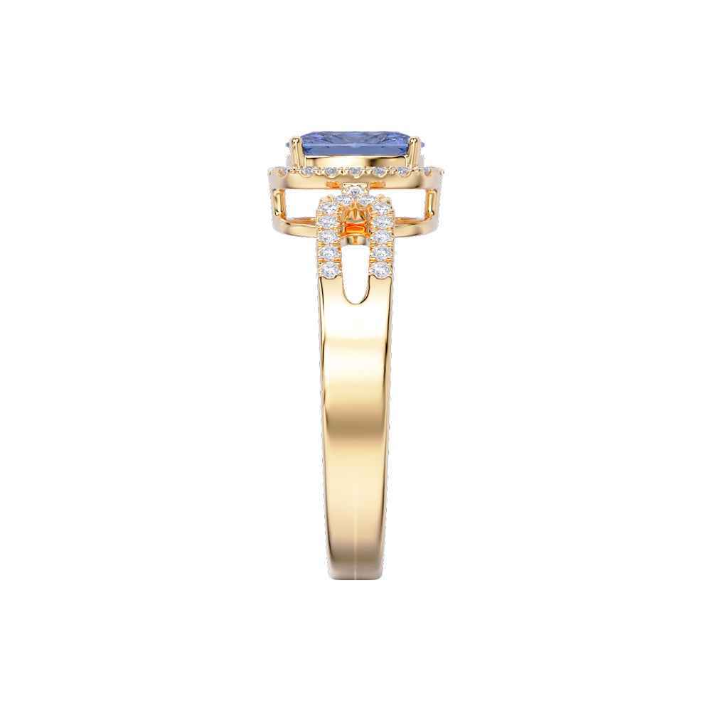 Ceylon LankaHaloOval 18K Yellow Gold Sapphire Diamond Ring (Copy)