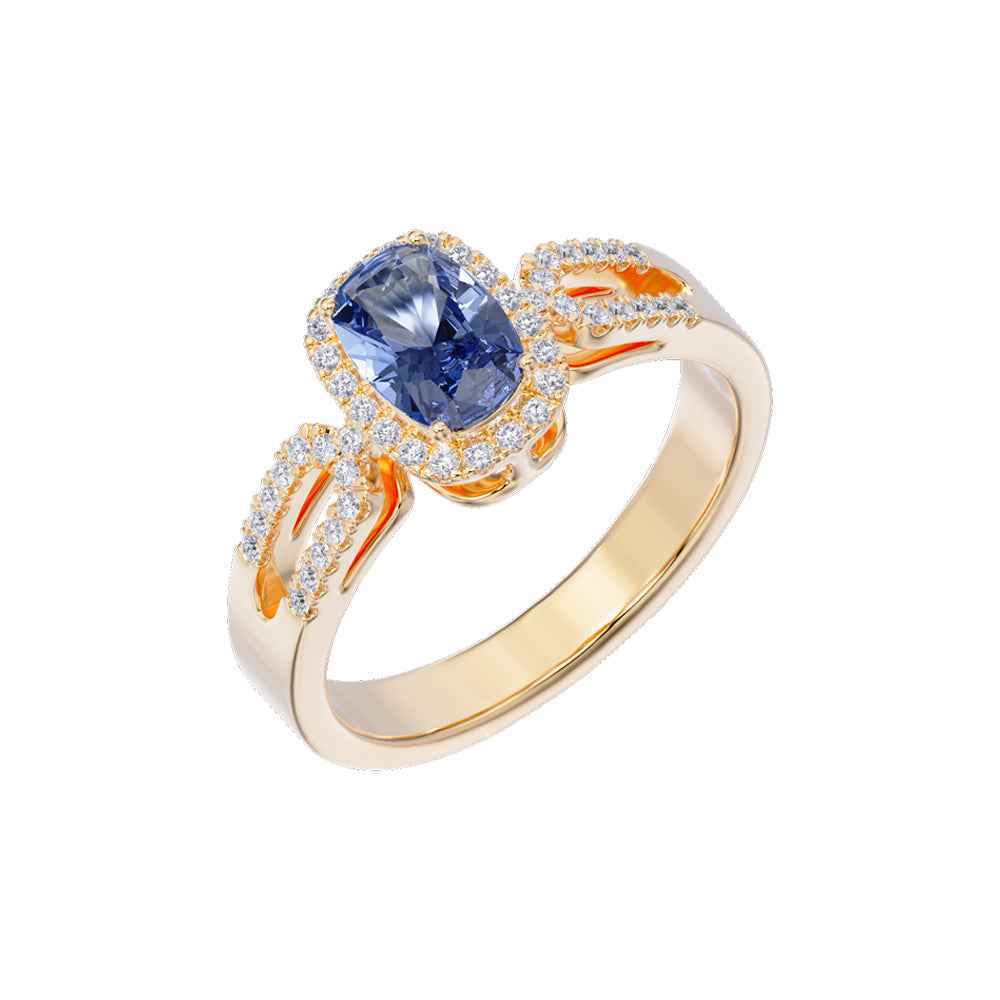 Ceylon LankaHaloOval 18K Yellow Gold Sapphire Diamond Ring (Copy)