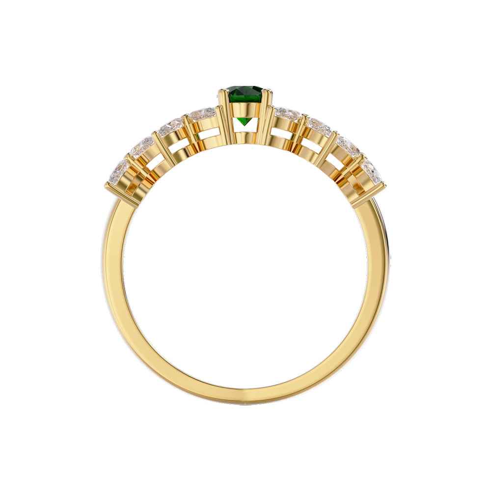 Ceylon GreenBlossom 18K Yellow Gold Oval Emerald Diamond Ring