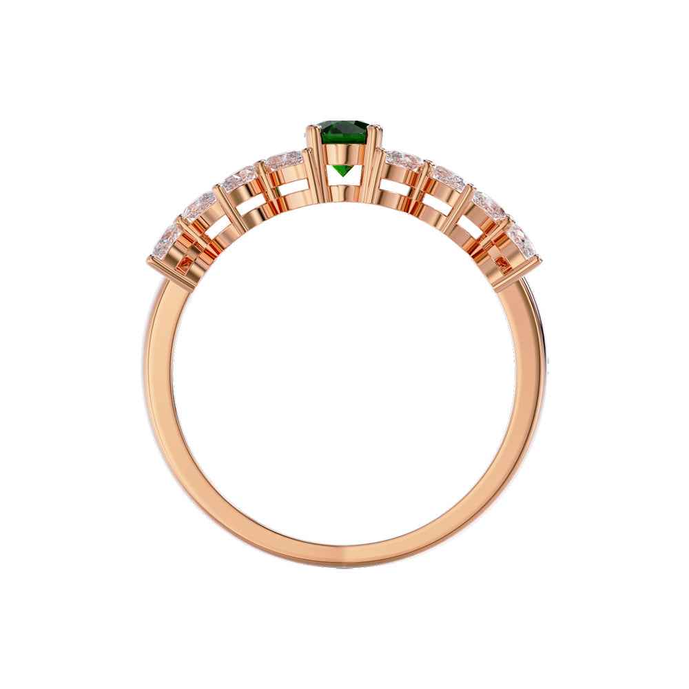 Ceylon GreenBlossom 18K Rose Gold Oval Emerald Diamond Ring