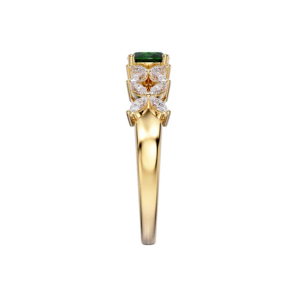 Ceylon GreenBlossom 18K Yellow Gold Oval Emerald Diamond Ring