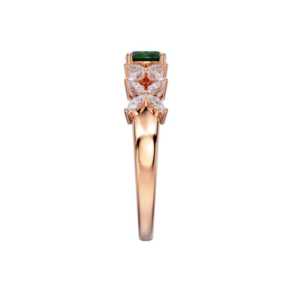 Ceylon GreenBlossom 18K Rose Gold Oval Emerald Diamond Ring