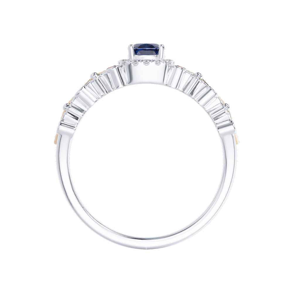 Ceylon LankaBezel 18K White Gold Sapphire Diamond Ring