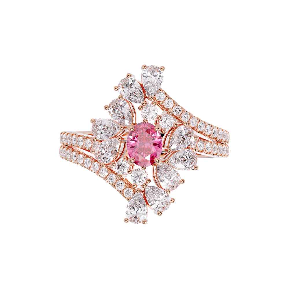 Ceylon PinkEco 18K Yellow Gold Sapphire Diamond Ring