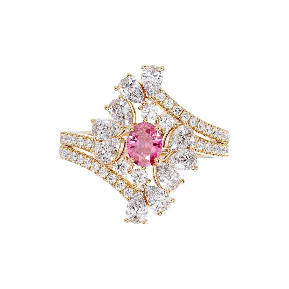 Ceylon PinkEco 18K Yellow Gold Tourmaline Diamond Ring