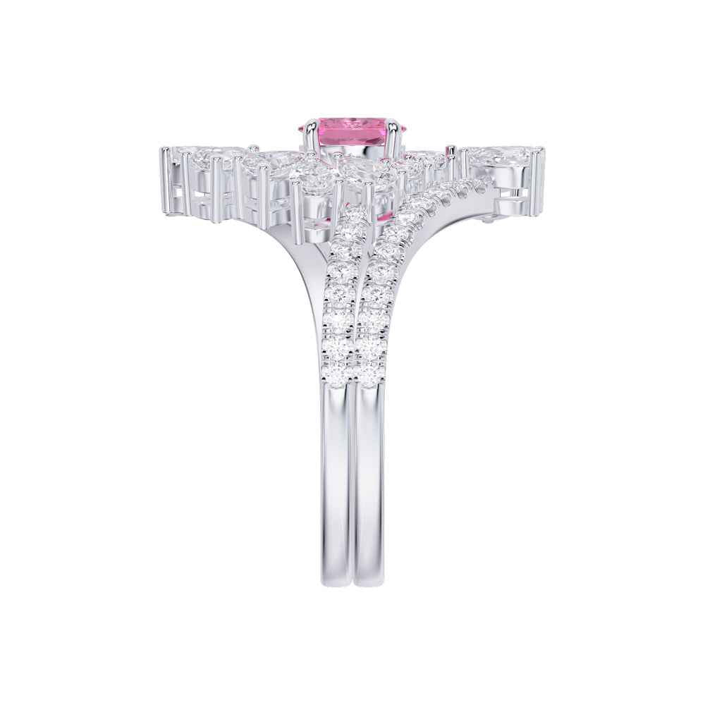 Ceylon PinkEco 18K White Gold Sapphire Diamond Ring