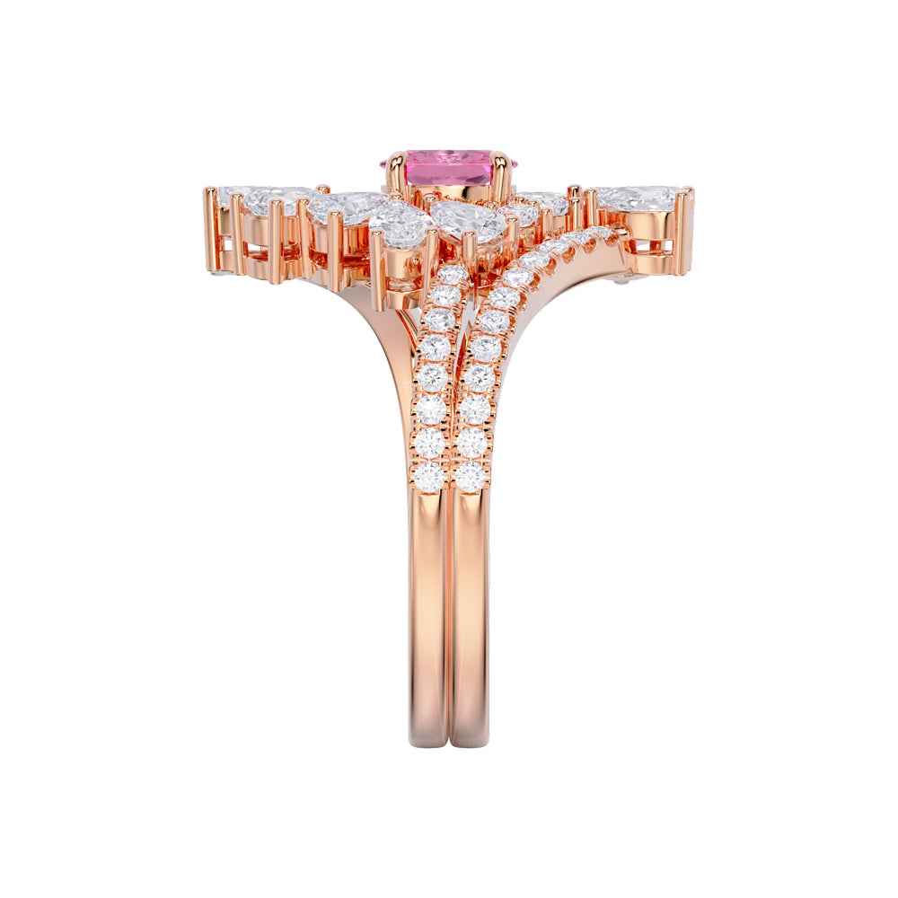 Ceylon PinkEco 18K Yellow Gold Sapphire Diamond Ring