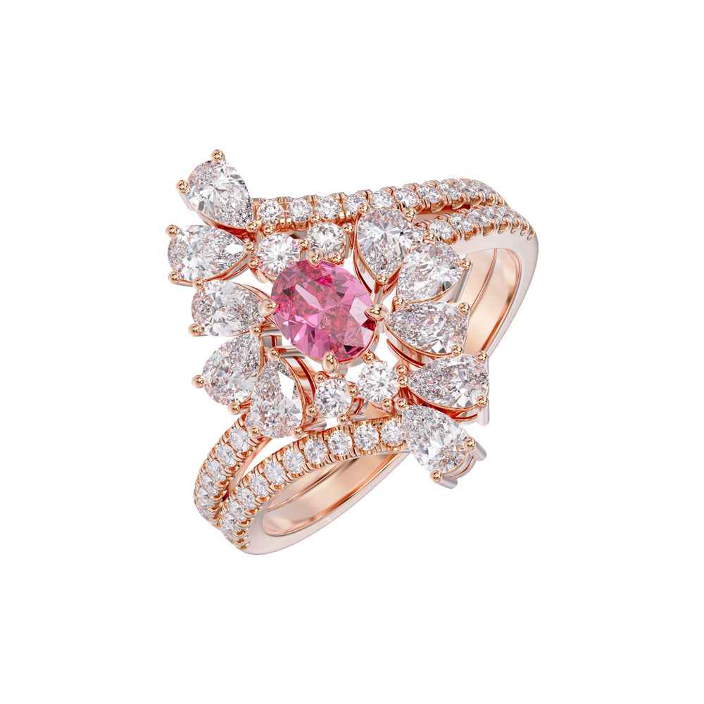 Ceylon PinkEco 18K Yellow Gold Sapphire Diamond Ring