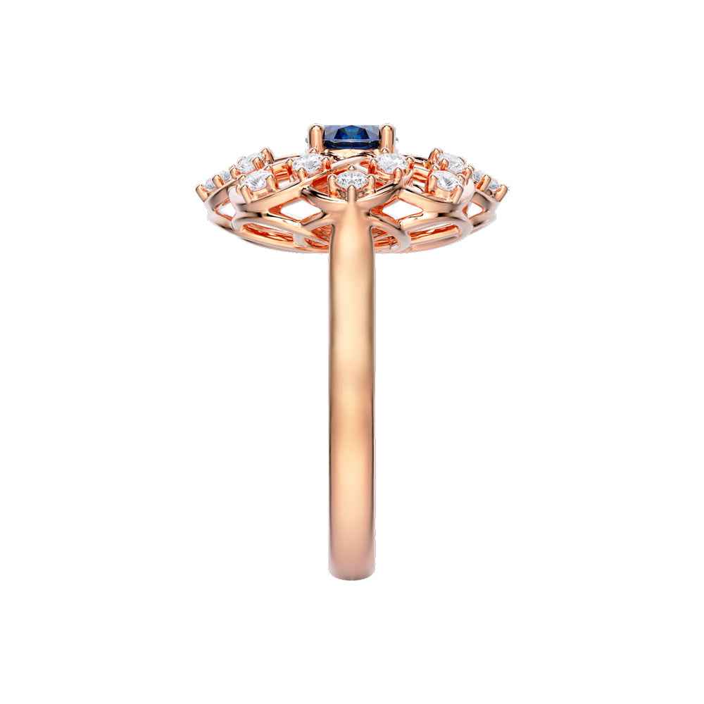 Ceylon Round Bezel 18K Yellow Gold Sapphire Diamond Ring