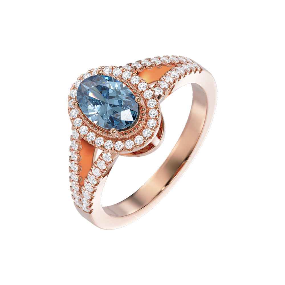 Ceylon Azur Cross-Band Blue Sapphire Rose Gold Ring