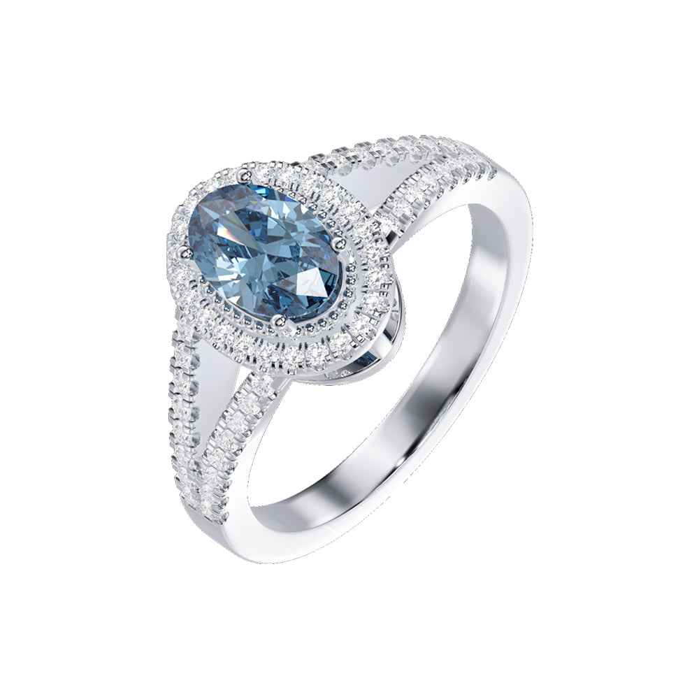 Ceylon Azur Cross-Band Blue Sapphire White Gold Ring