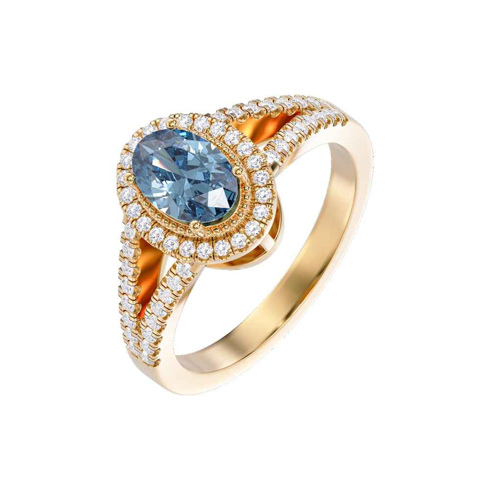 Ceylon Azur Cross-Band Blue Sapphire Yellow Gold Ring