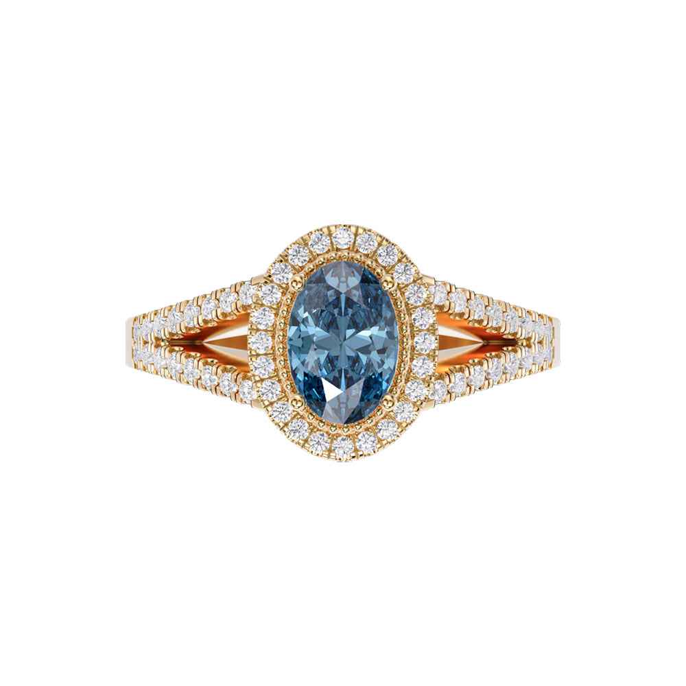 Ceylon Azur Cross-Band Blue Sapphire Yellow Gold Ring