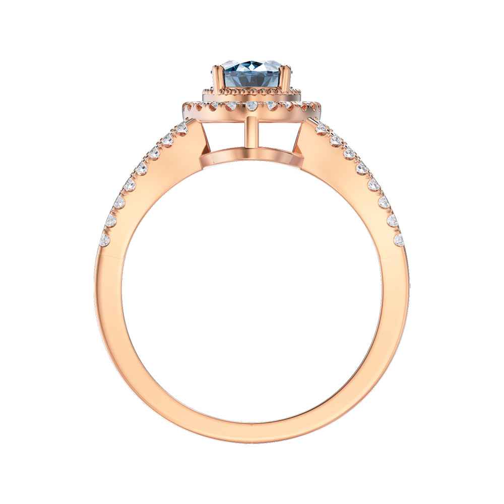 Ceylon Azur Cross-Band Blue Sapphire Rose Gold Ring