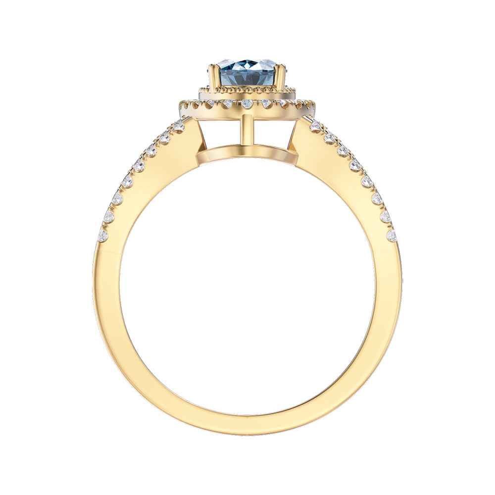 Ceylon Azur Cross-Band Blue Sapphire Yellow Gold Ring