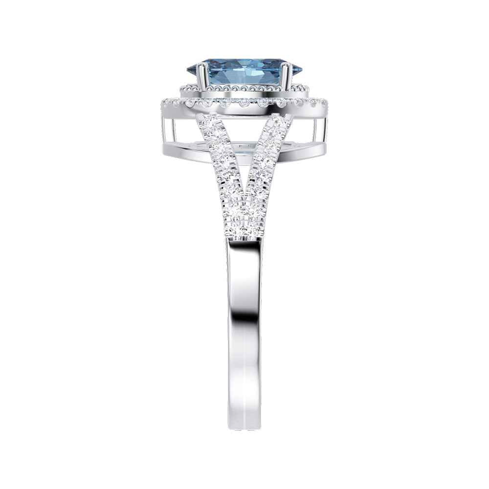 Ceylon Azur Cross-Band Blue Sapphire White Gold Ring