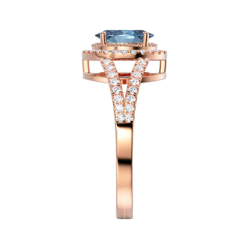 Ceylon Azur Cross-Band Blue Sapphire Rose Gold Ring