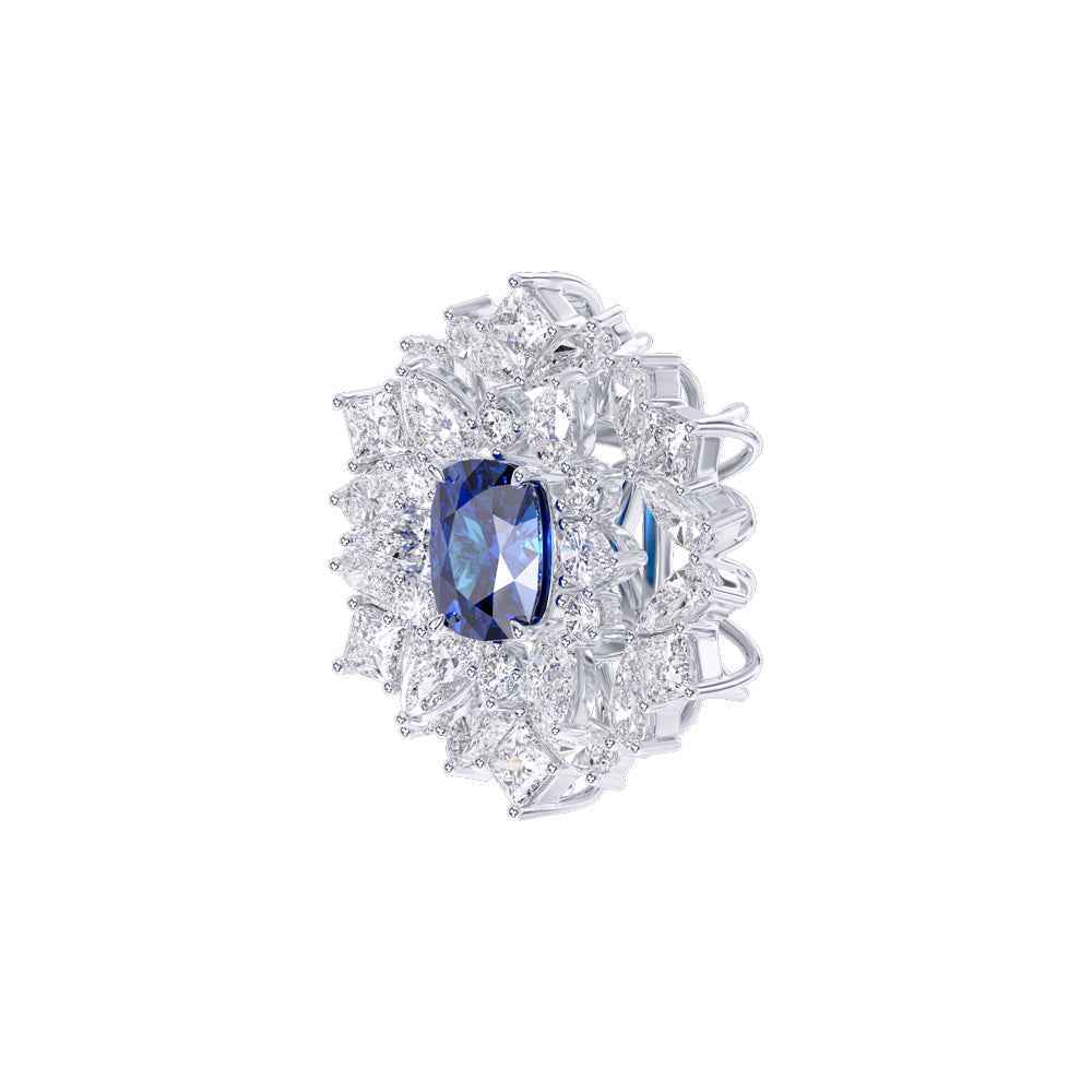 Ceylon Blue Sapphire Multi 18K White Gold Diamond Necklace（副本）