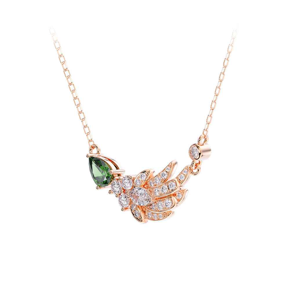 Ceylon Emerald Dainty 18K Yellow Gold Lab-Grown Diamond Necklace
