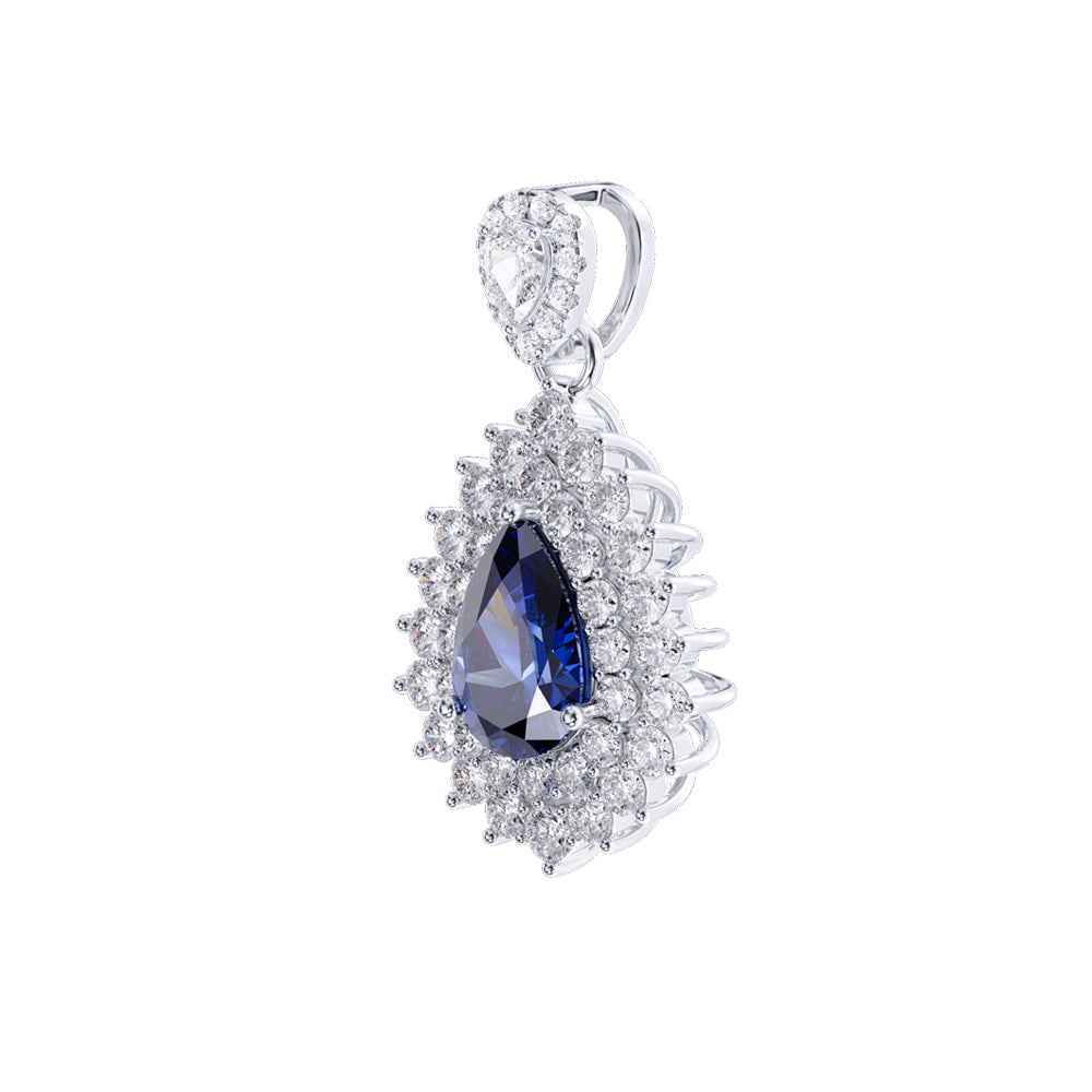 Ceylon Sapphire Pear 18K Rose Gold Lab-Grown Diamond Necklace