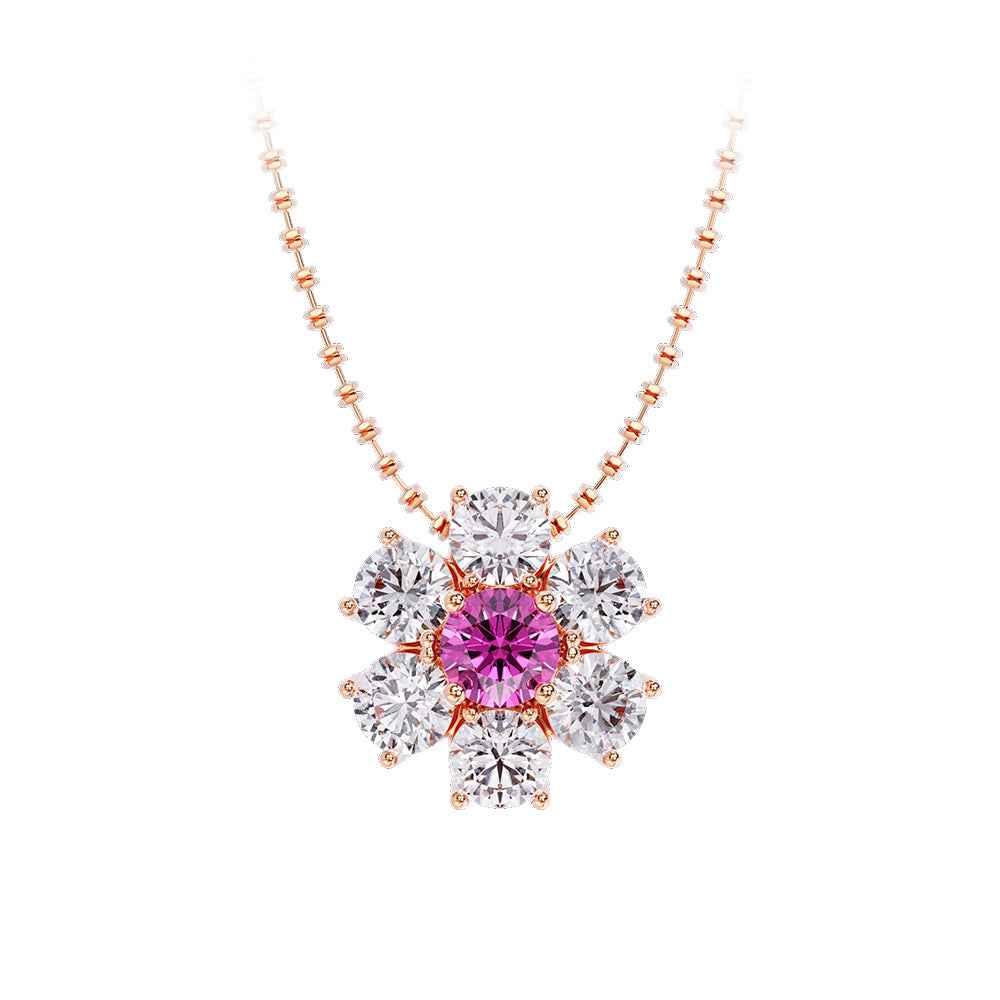 Ceylon PinkDual 18K Yellow Gold Tourmaline Diamond Necklace