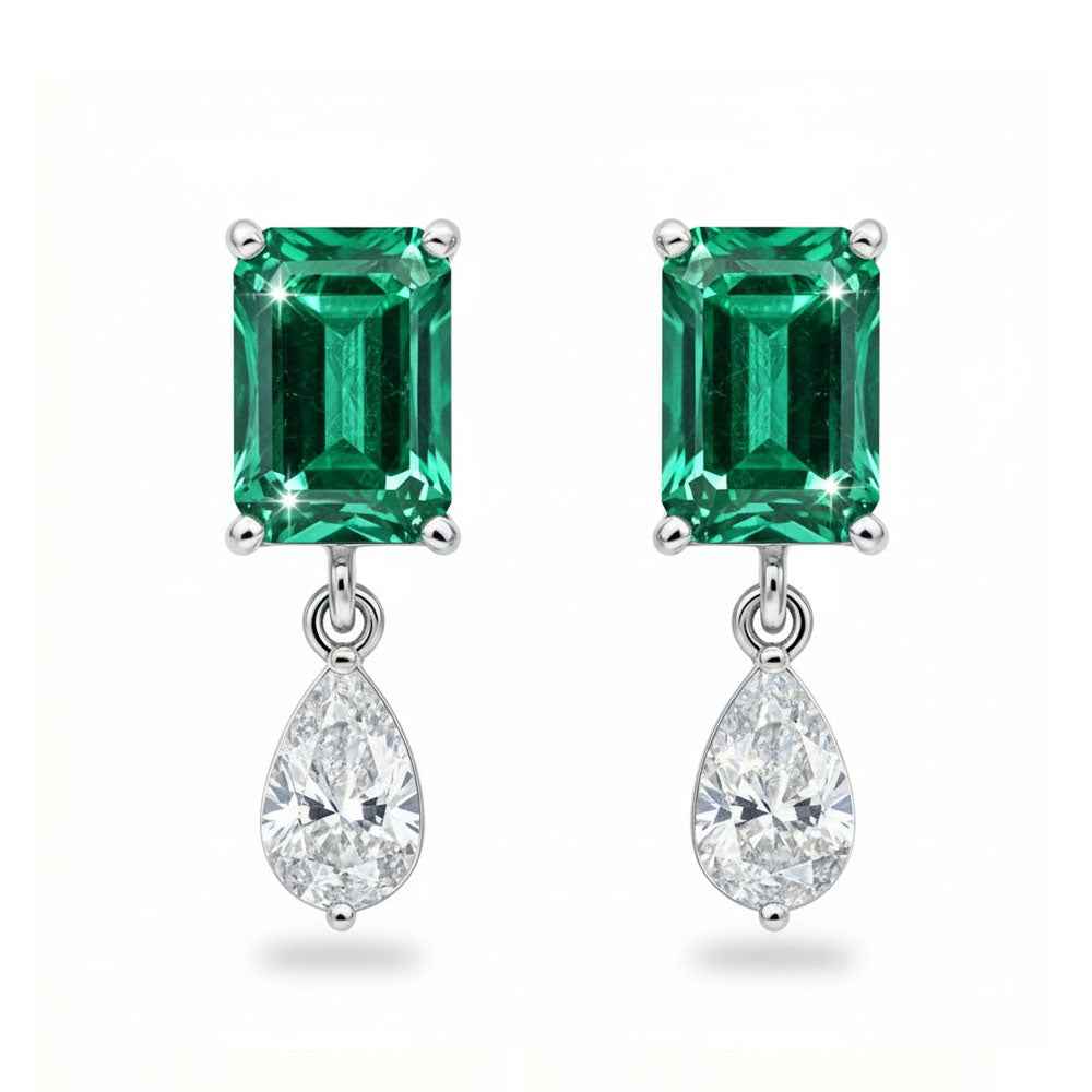 Ceylon Rainforest Emerald Diamond Drop Earrings
