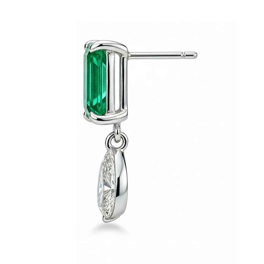 Ceylon Rainforest Emerald Diamond Drop Earrings