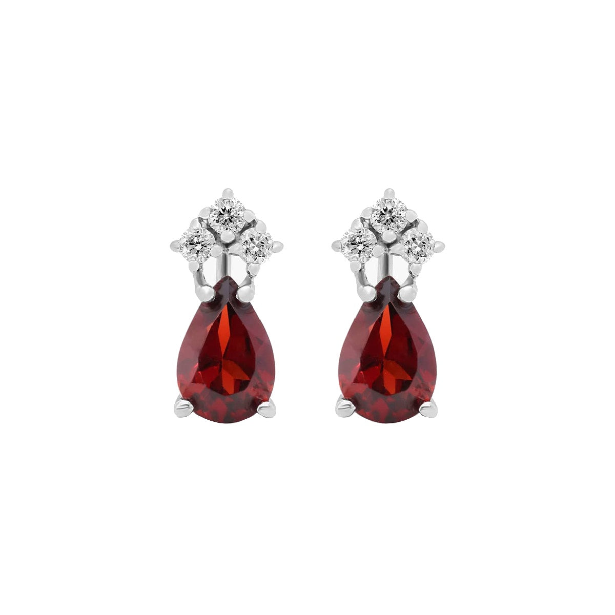 Ceylon Garnet Tri 18K White Gold Pear-Shaped Stud Earrings
