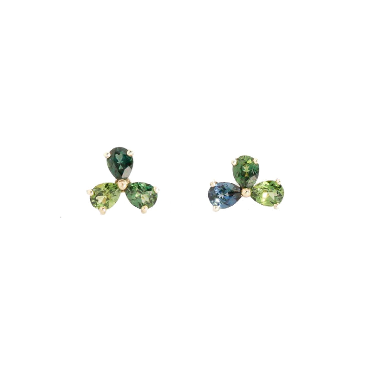 Ceylon Teal Trinity Pear-Cut Sapphire Stud Earrings