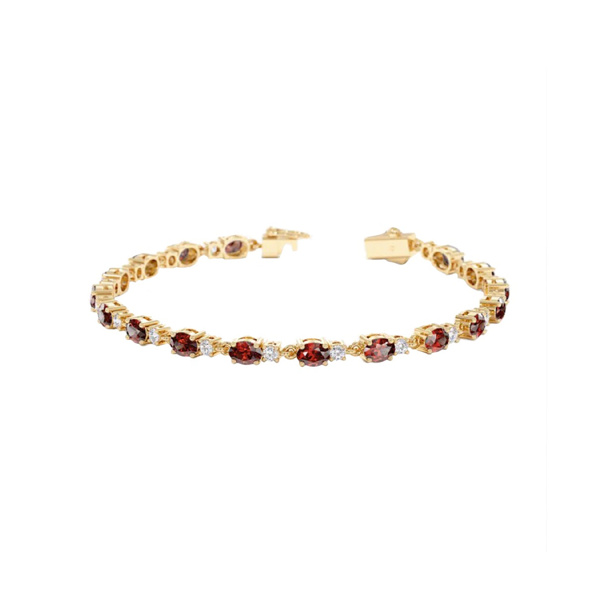 Ceylon Garnet Glow Diamond 18K Solid Gold Garland Bracelet