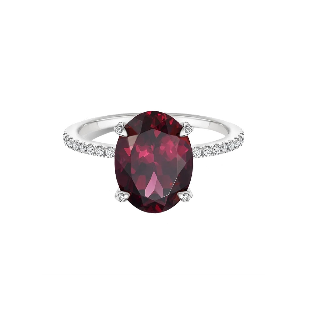 Ceylon Roaring Garnet 18K White Gold Diamond Cocktail Ring
