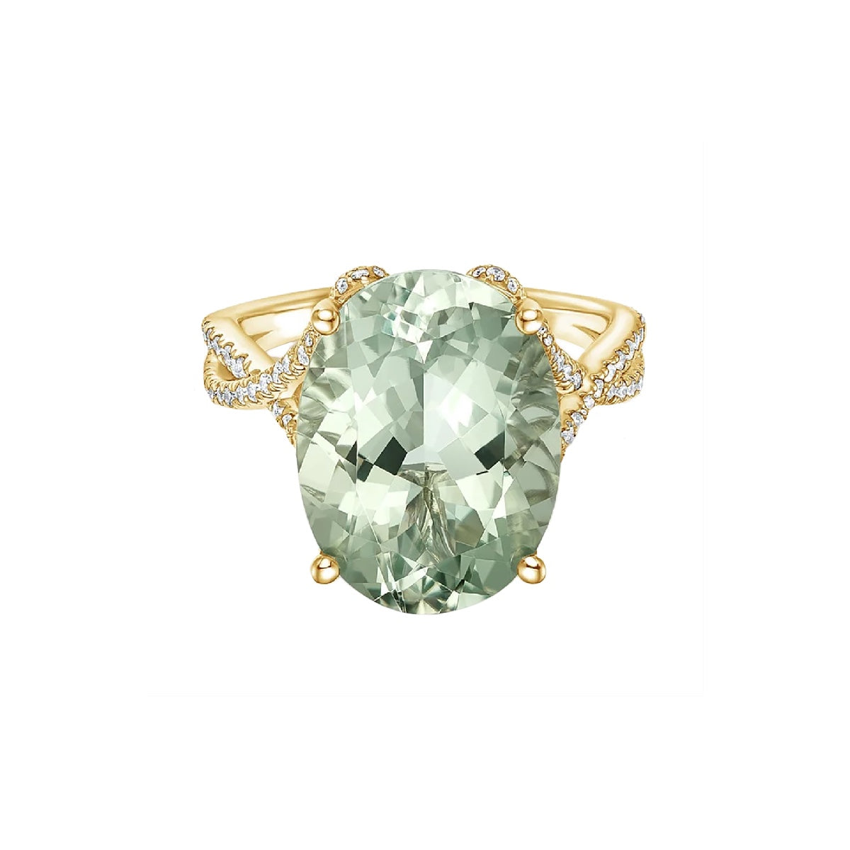 Ceylon Vine Prasiolite 18K Gold Diamond Cocktail Ring