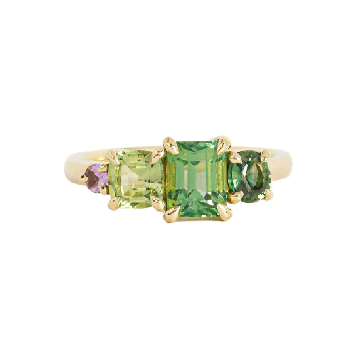 Ceylon Bliss Ring - Multi-Cut Multi-Colored Sapphire & Tourmaline 18K Yellow Gold