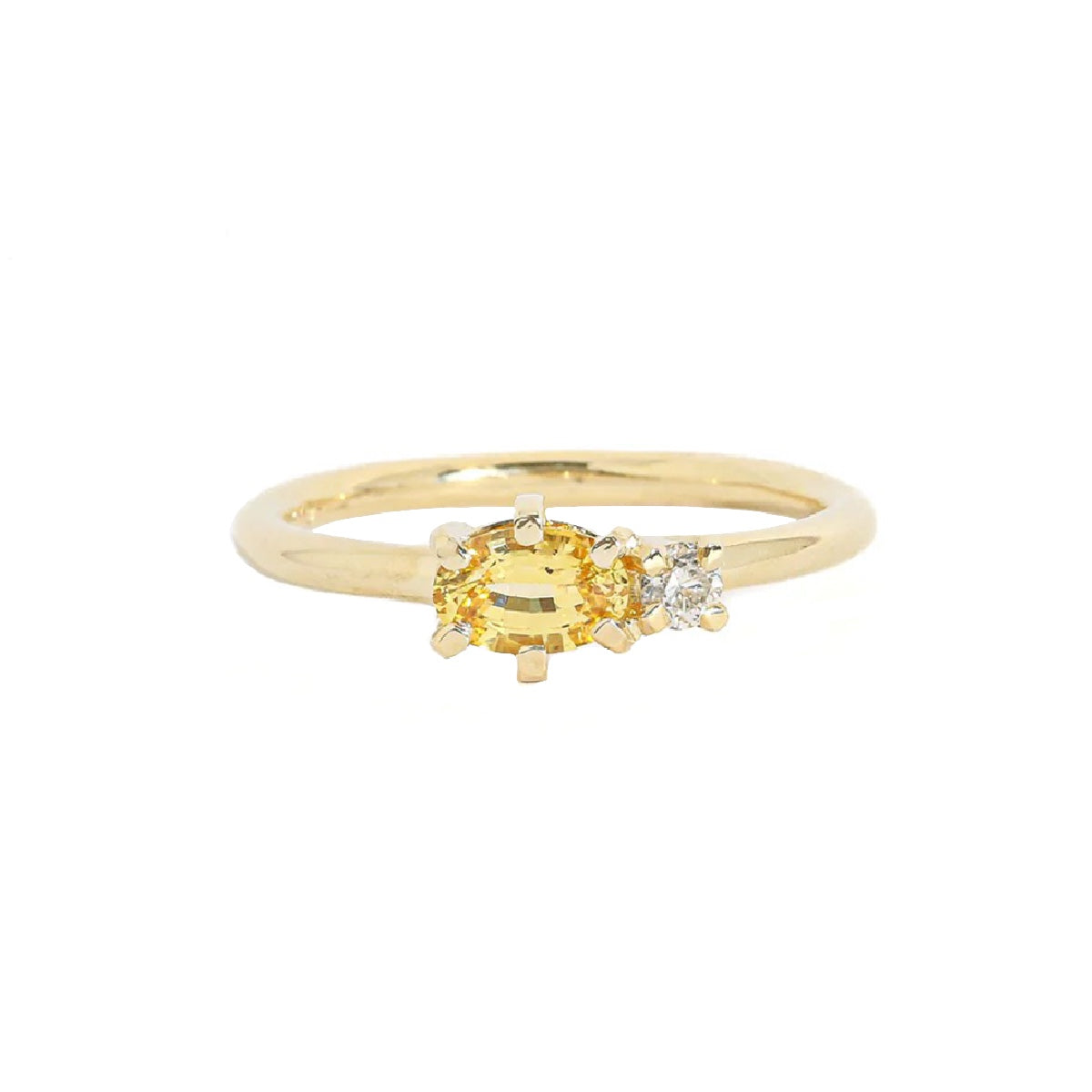 Ceylon Yellow Sapphire White Diamond 18K Yellow Gold Ring