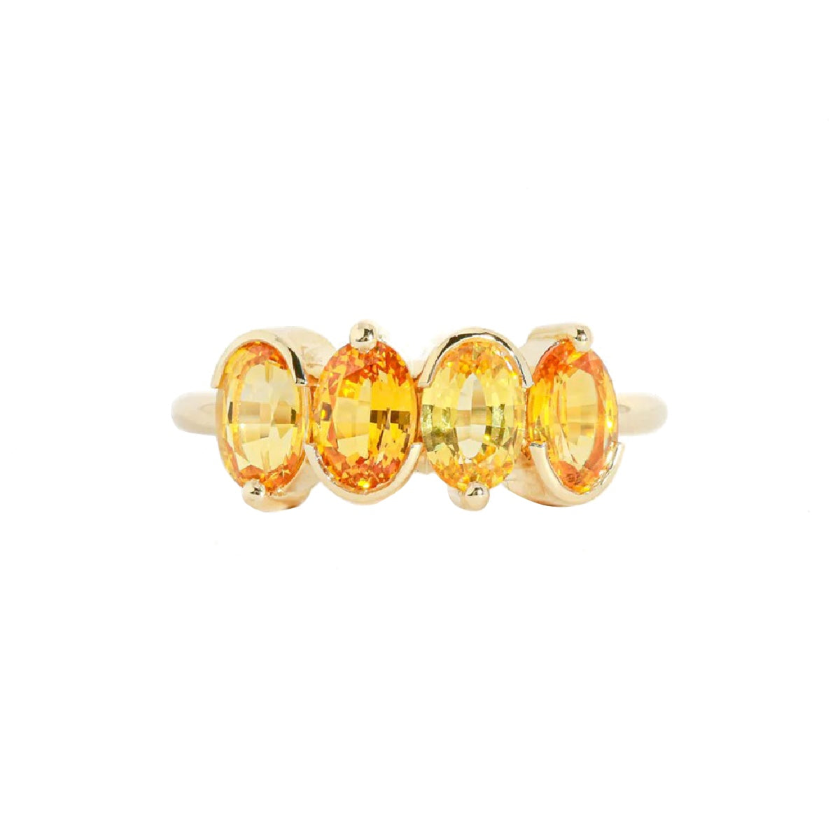 Ceylon Solar Ring - 4 Oval-Cut Golden Sapphire 18K Yellow Gold Ring