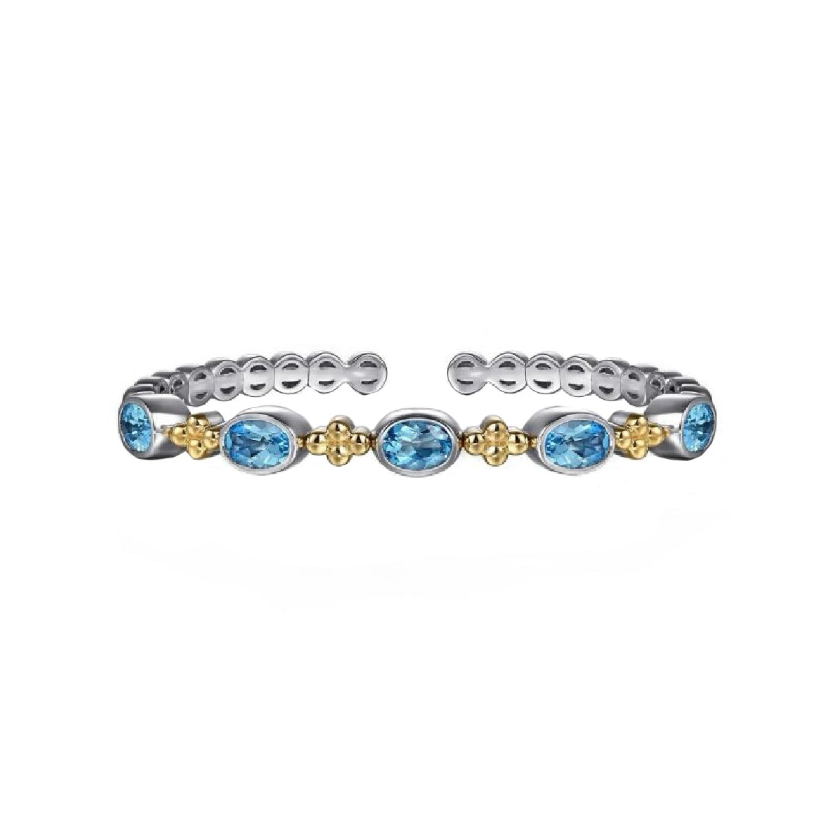 Ceylon Blue Topaz Dual Glow 18K Gold Bangle Bracelet