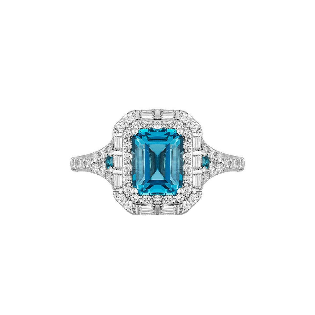 Ceylon London Blue Dual Cut 18K White Gold Ring