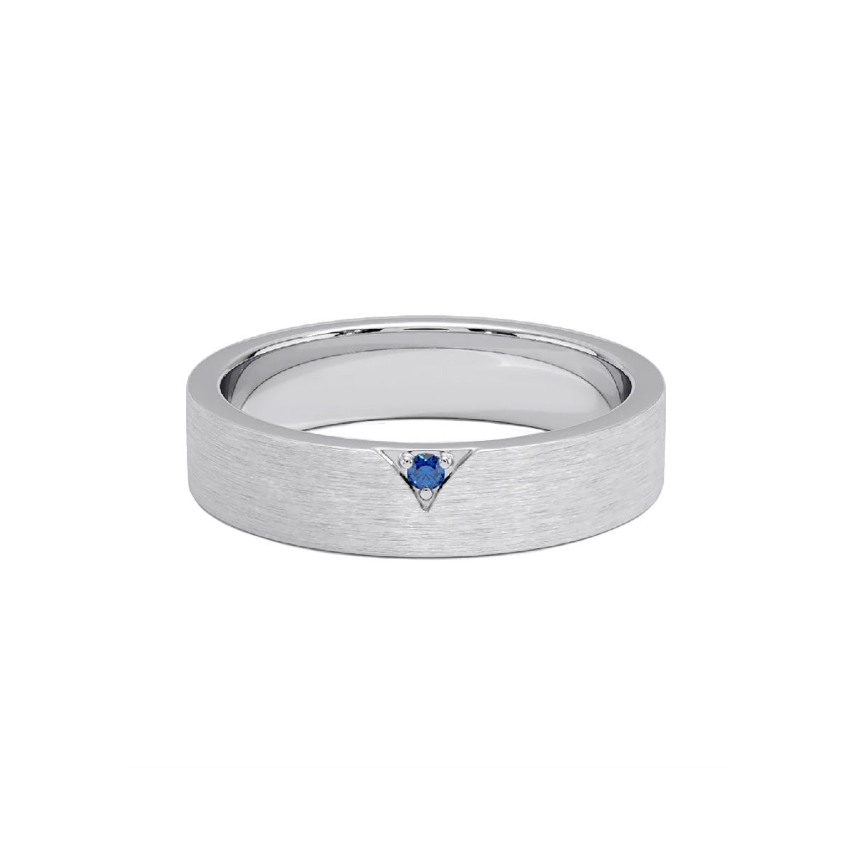 Ceylon Chevron Sapphire 18K White Gold Rhodium-Plated Ring
