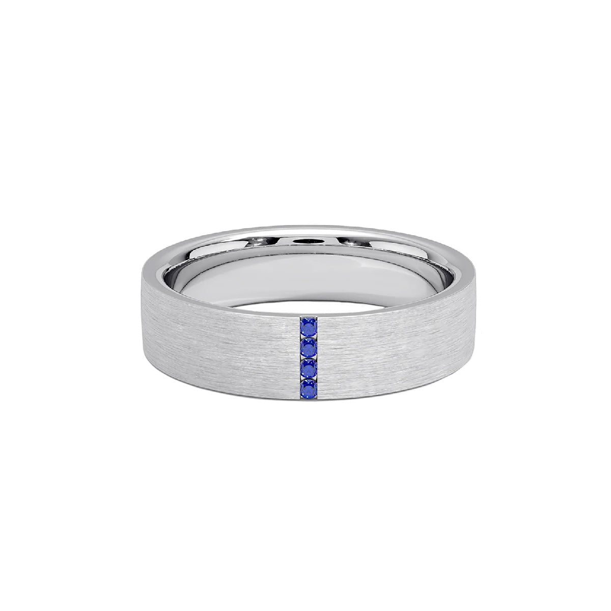 Ceylon Baguette Loyal 18K White Gold Sapphire Wedding Band