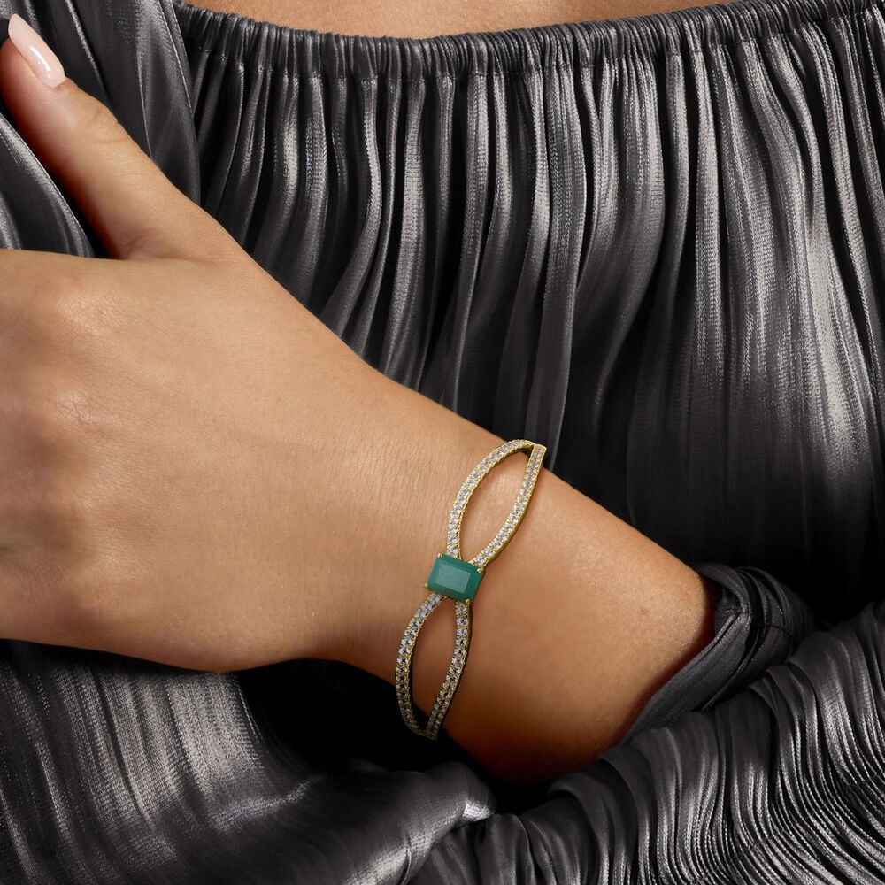 Ceylon Emerald Topaz Focus 18K Yellow Gold Bracelet