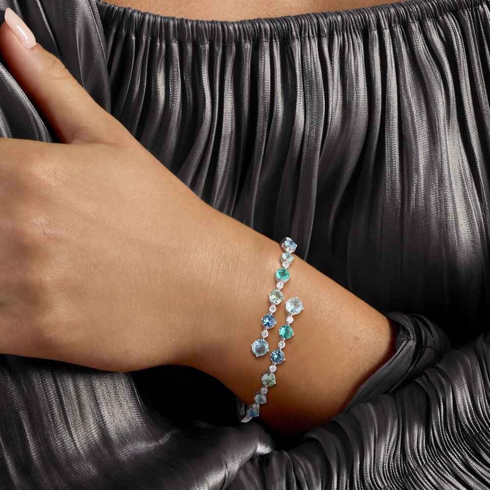 Ceylon Sapphire Sparkle 18K White Gold Bracelet
