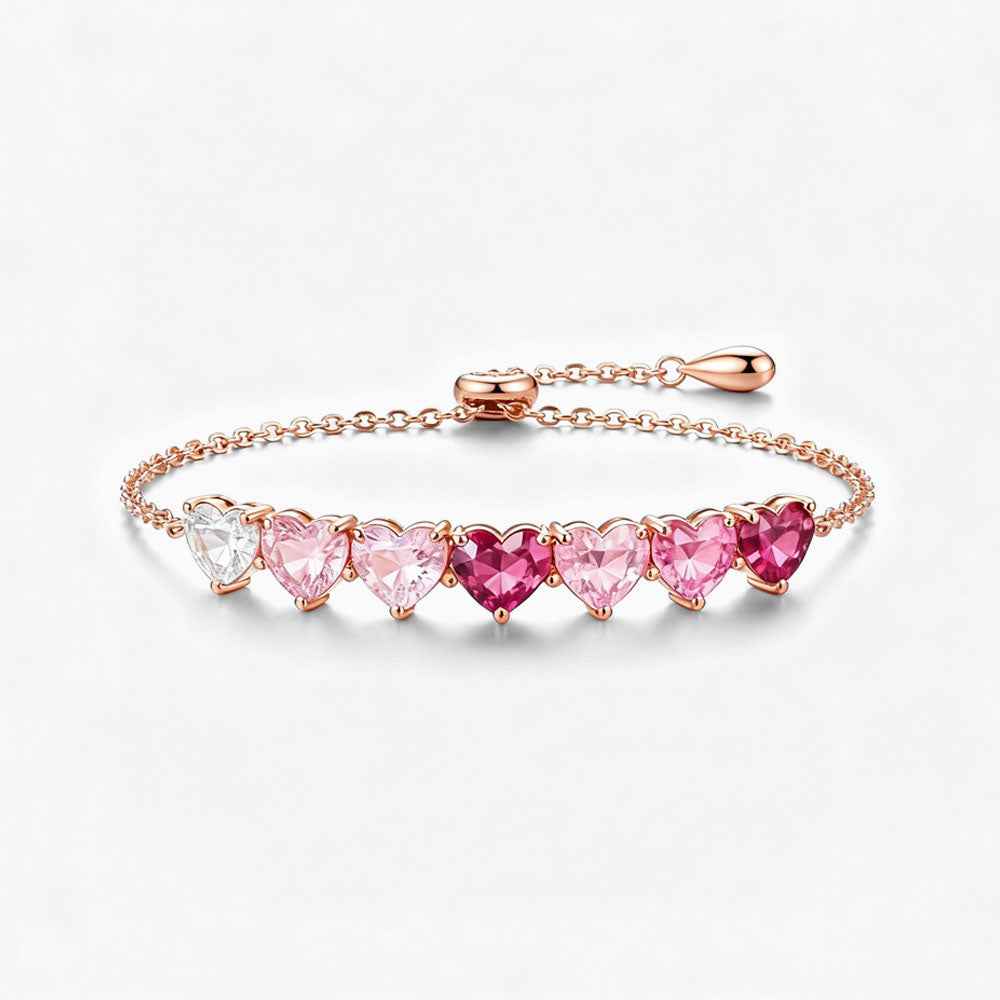 Ceylon Sweetheart Pink Ruby Heart Rose Gold Bracelet