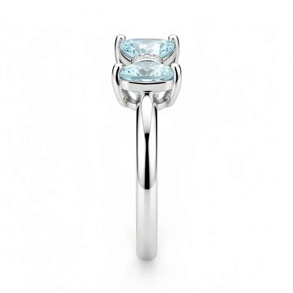 Ceylon Sky Natural Aquamarine Bow Diamond Ring