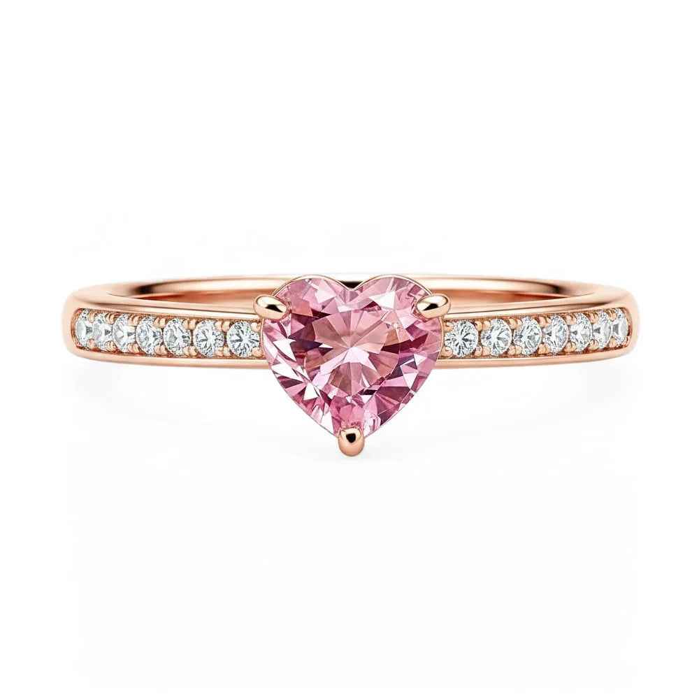 Ceylon Sweetheart Natural Pink Ruby Heart Rose Gold Ring