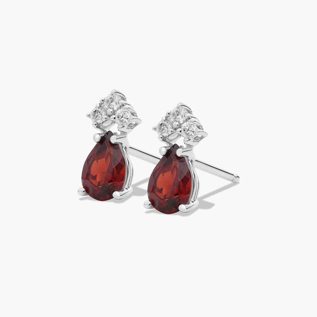 Ceylon GarnetTri 18K White Gold Pear-Shaped Stud Earrings
