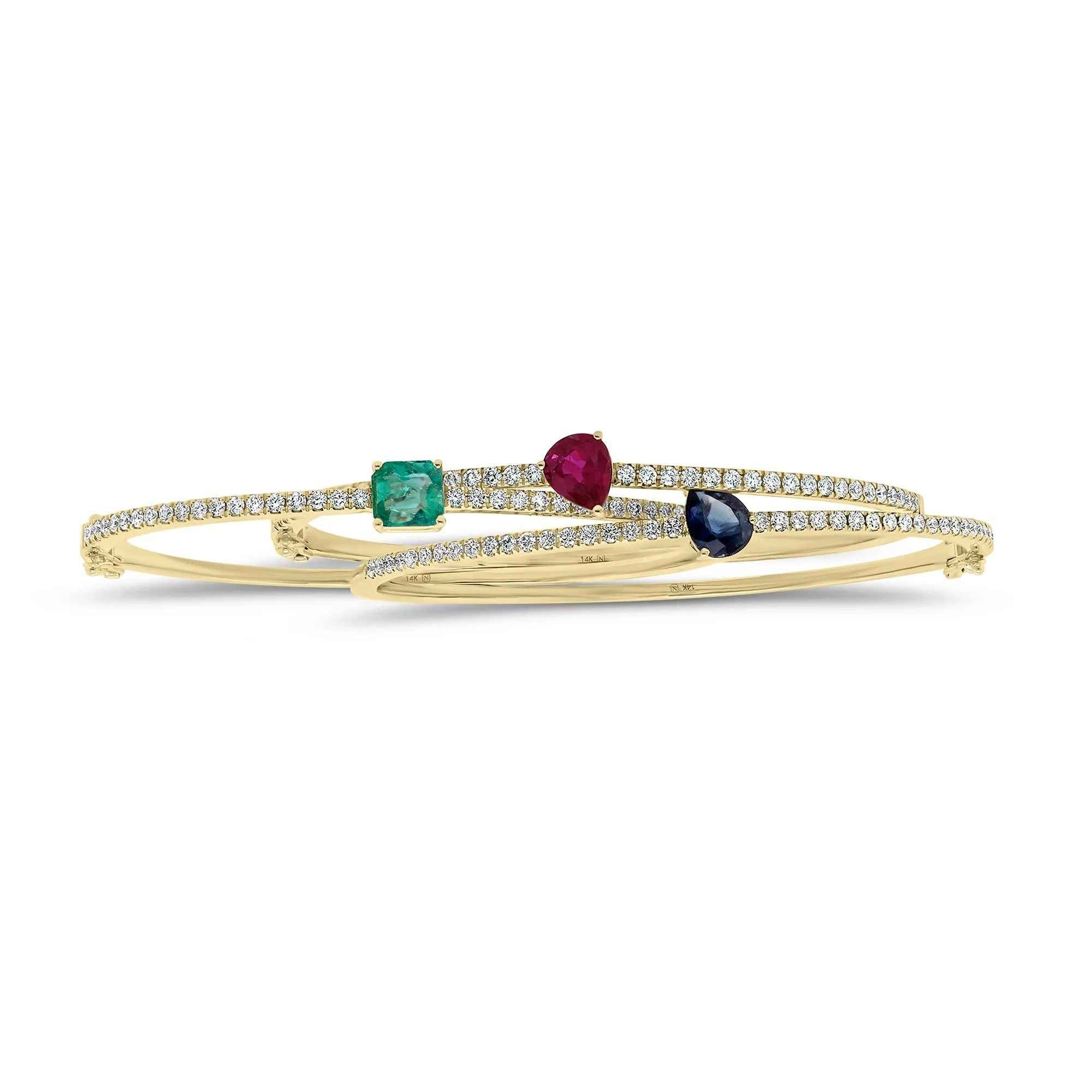 Ceylon Brazil Tourmaline Diamond 18K Gold Bangle Bracelet