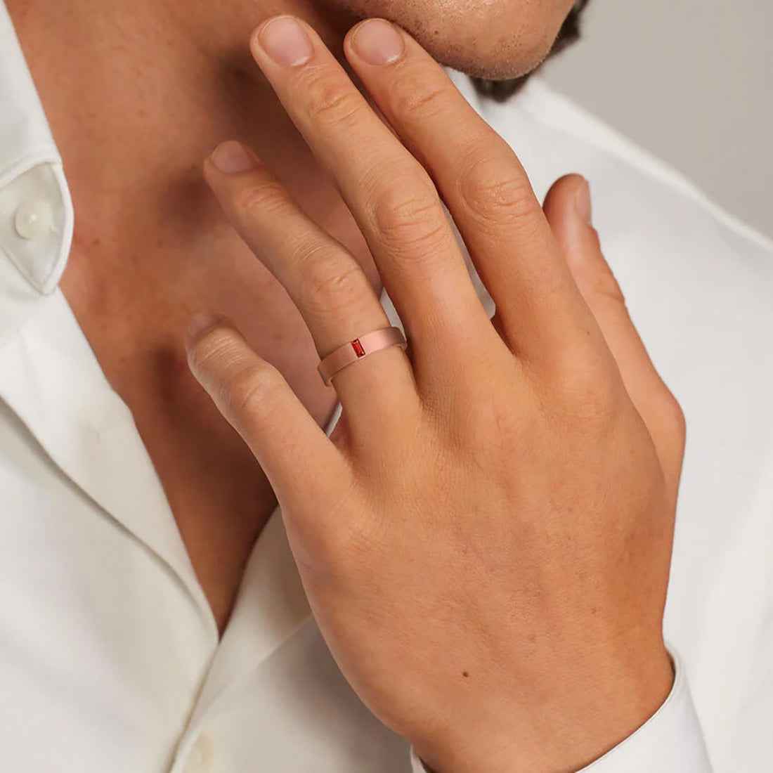 Ceylon Ruby Passion 18K Rose Gold Wedding Band