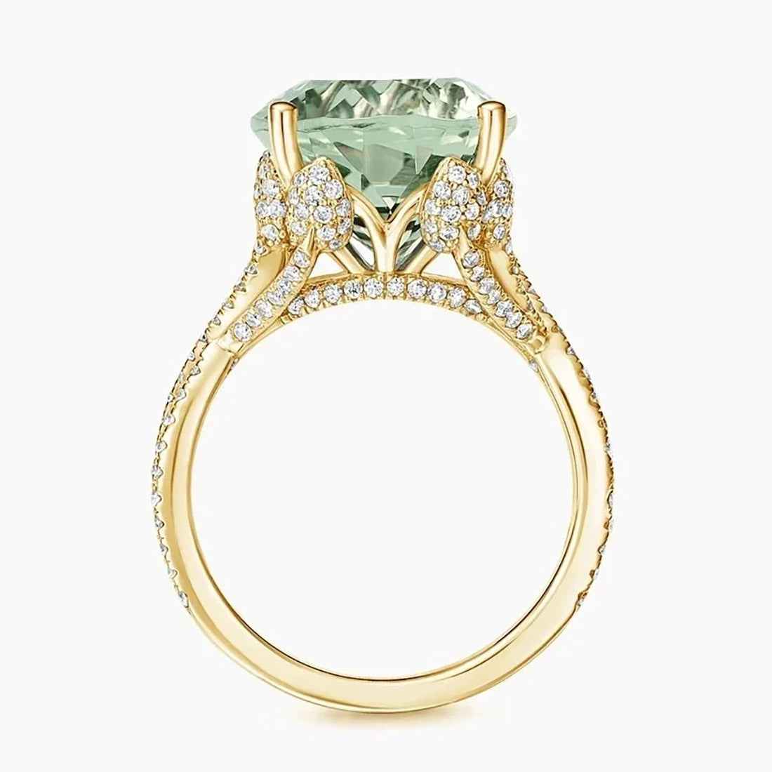 Ceylon VinePrasiolite 18K Gold Diamond Cocktail Ring