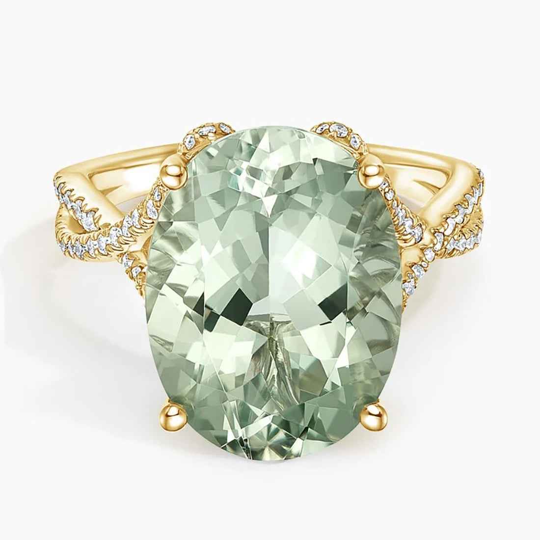 Ceylon VinePrasiolite 18K Gold Diamond Cocktail Ring