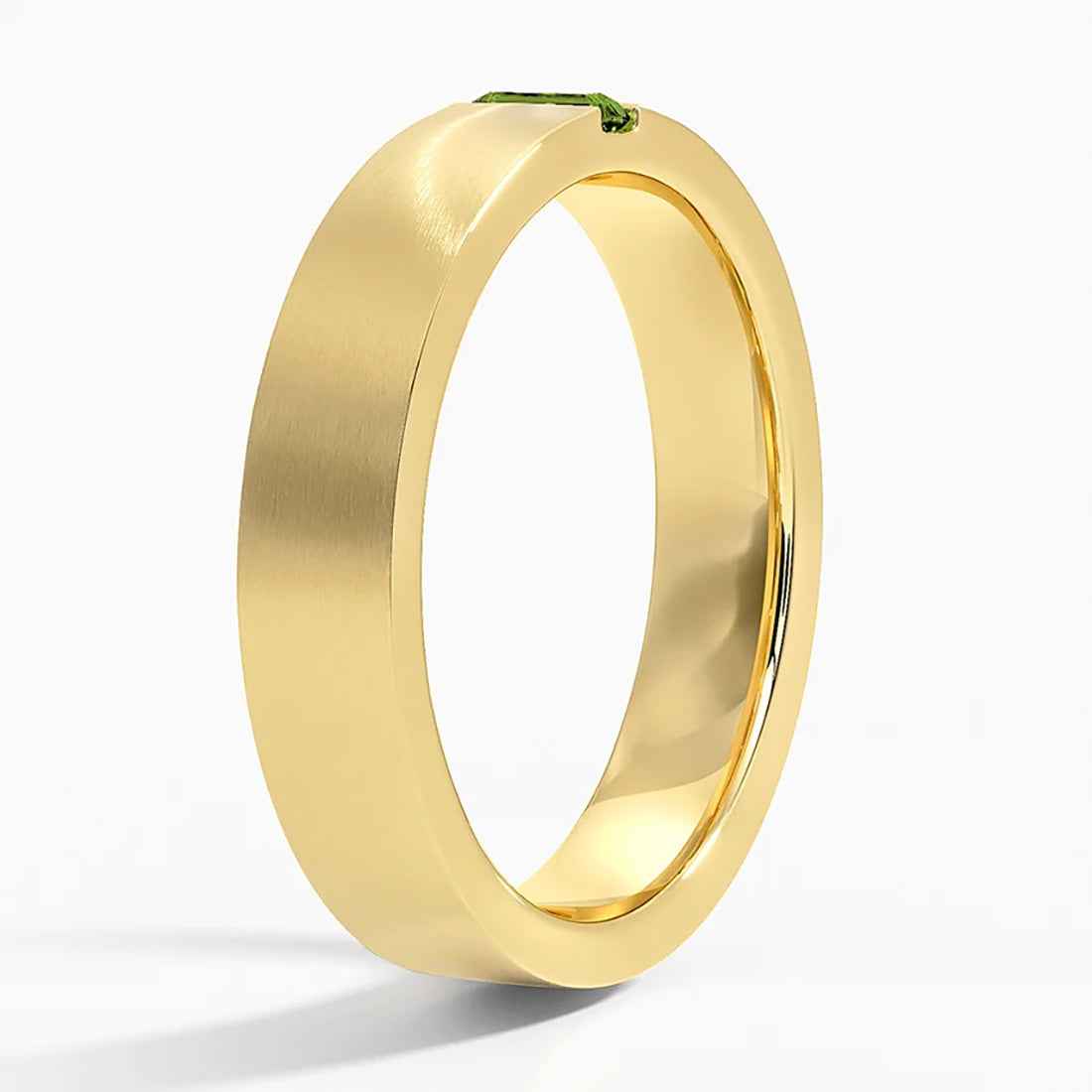 Ceylon Baguette Loyal 18K Yellow Gold Emerald Wedding Band